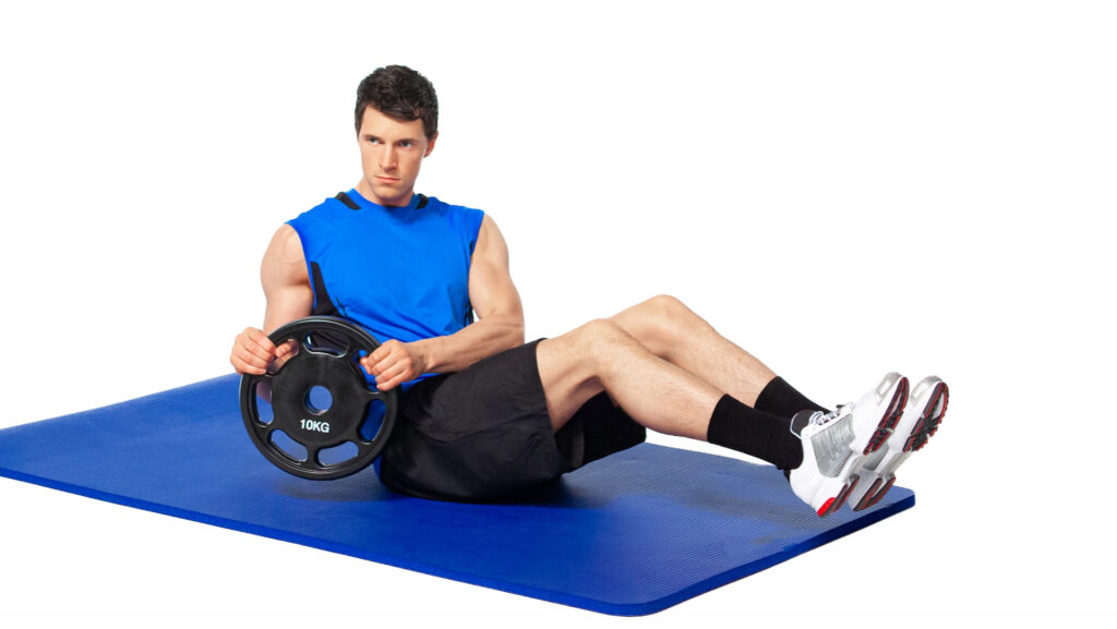 athlete performs core training exercise