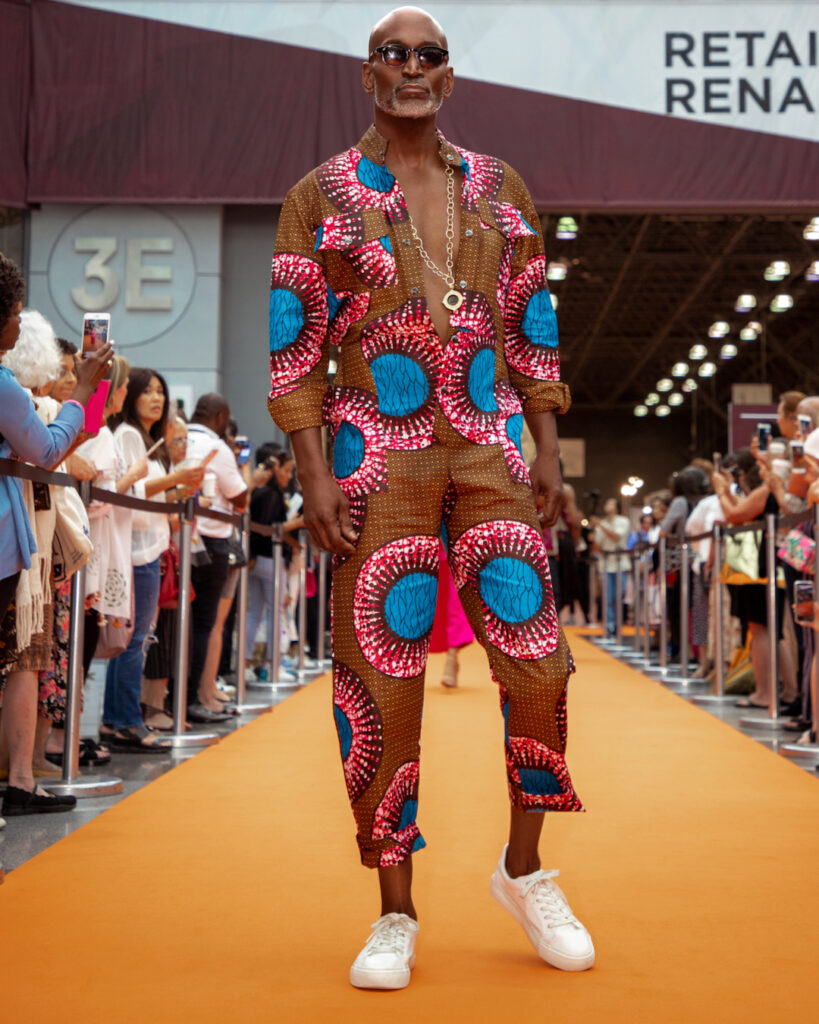 New york fashion in summer – mature male model in patterned summer suit.