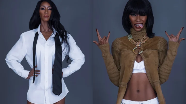 Jovona in two contrasting studio portraits illustrating confidence and cockiness