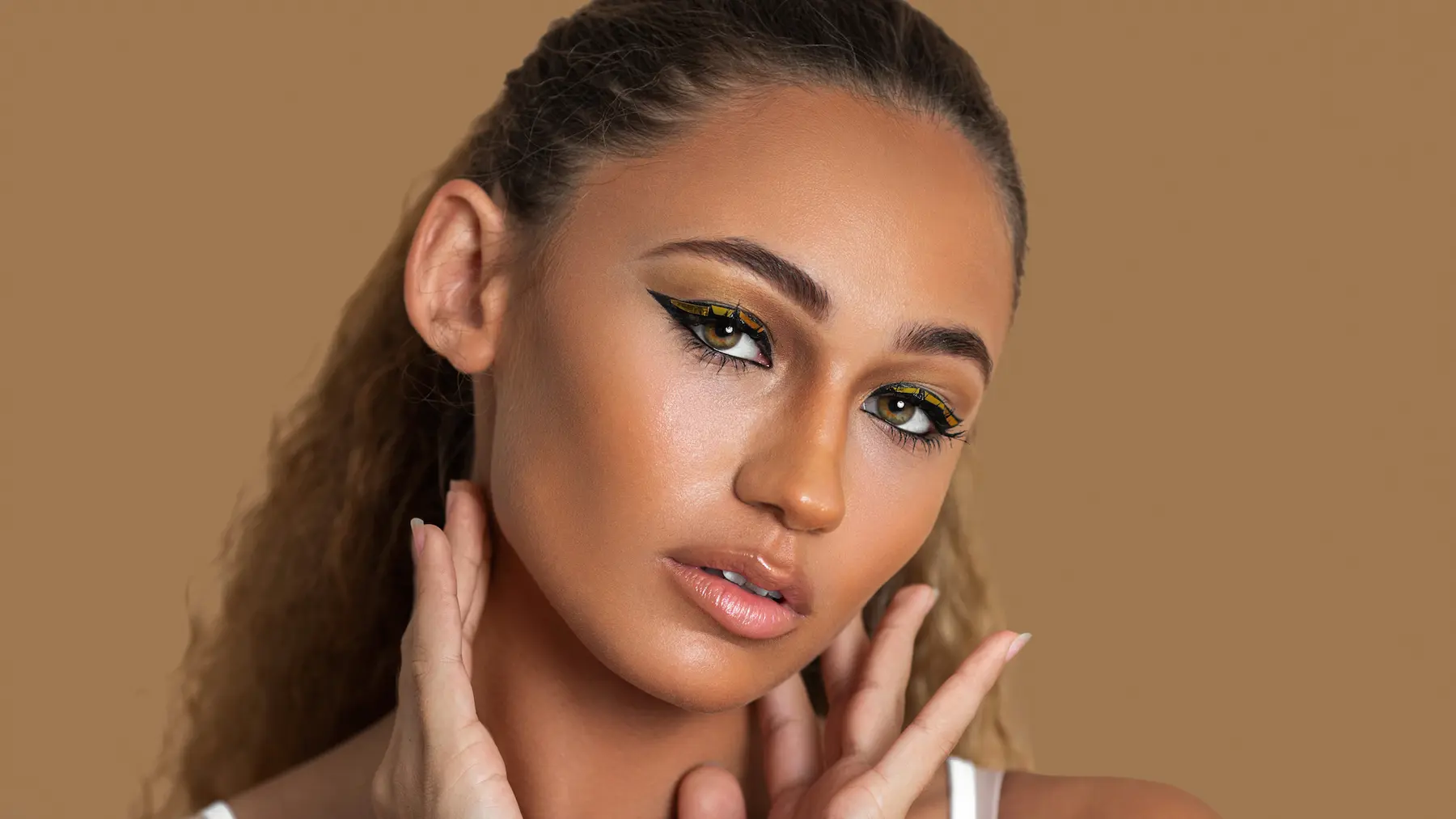 Lyla wearing pastel eyeshadow in a Gen Z beauty portrait