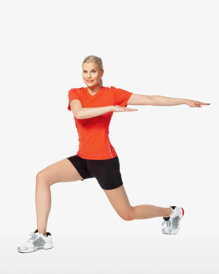 Woman performing a lunge with trunk rotation